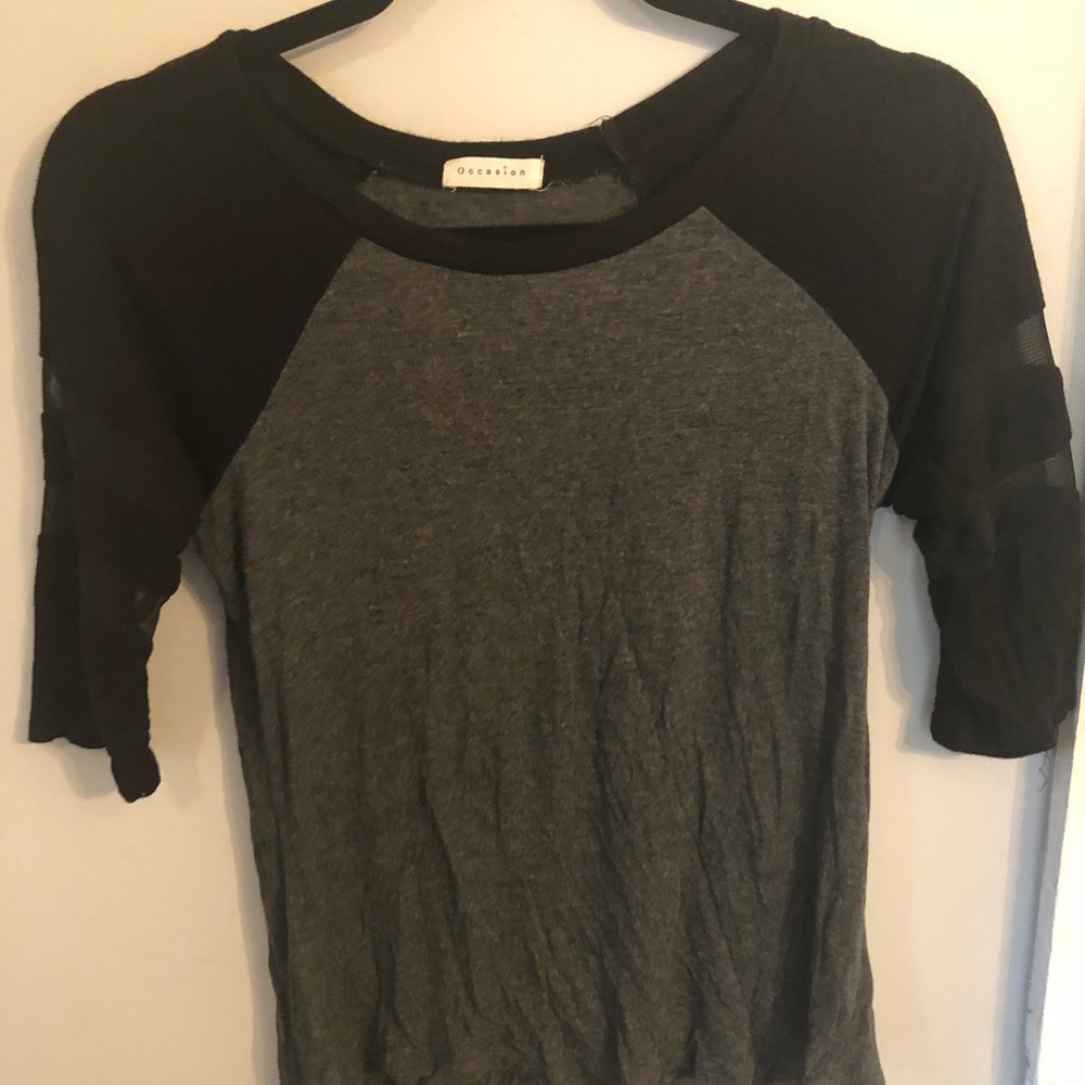 Black/Gray Raglan Baseball Tee